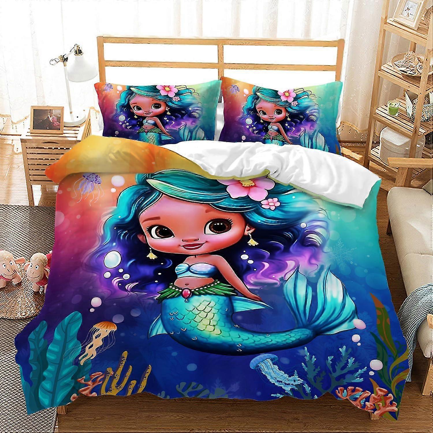 b832 Lakanat Cartoon Dinosaur Comforter Comforter Comforter Coverer 3-osainen vuodevaatteet, 1 peittopäällinen ja 2 tyynyliinaa Lakanat GB832