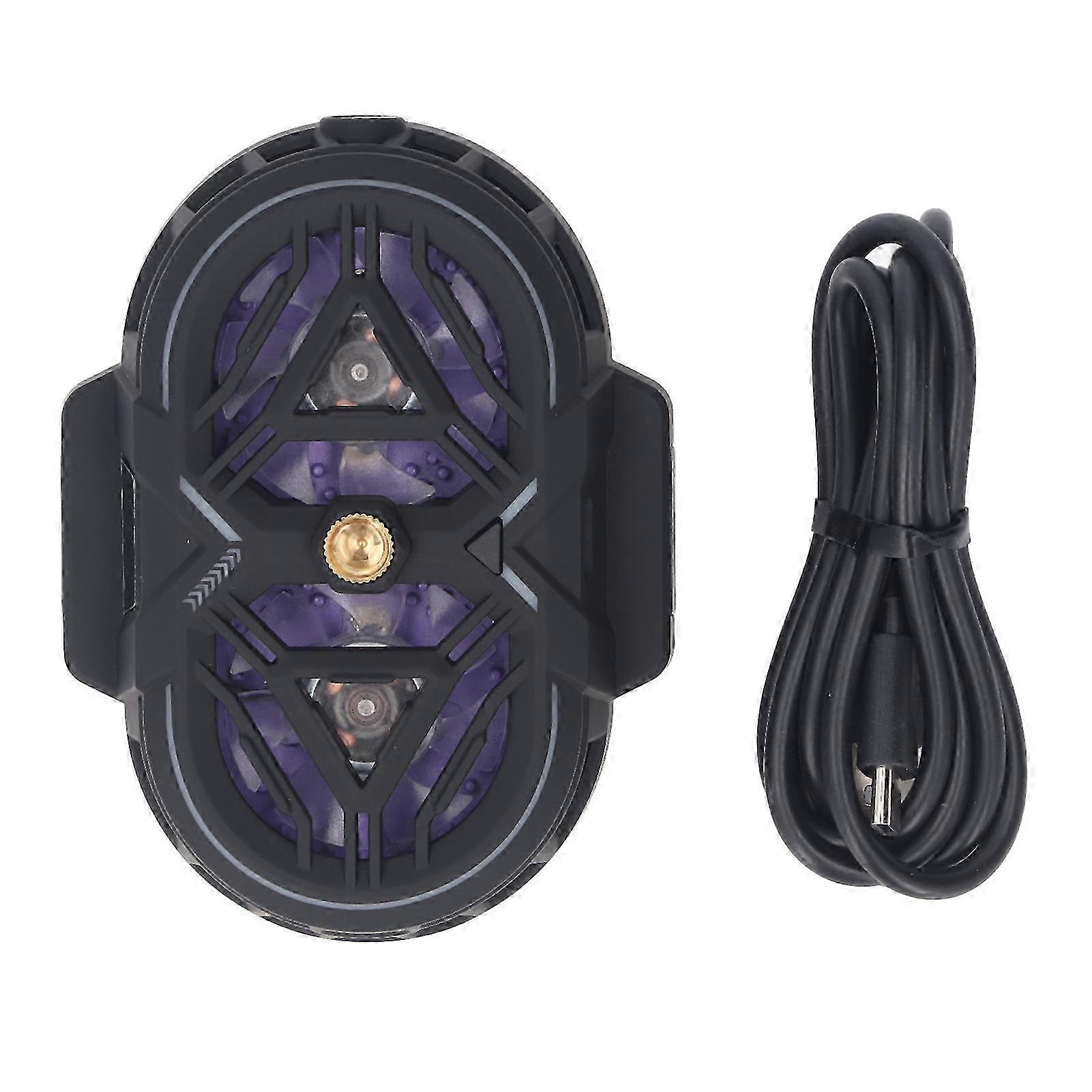 Semiconductor Phone Cooler Dual Core Dual Type C 3 Gears Ultra Quiet Cell Phone Radiator Cooling Fan with RGB Lights for Gaming Live Streaming