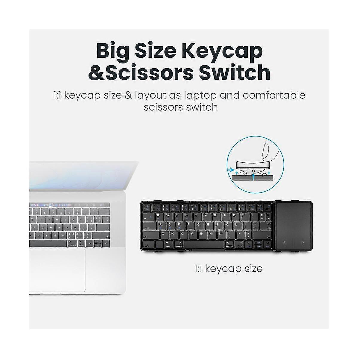 Wireless Folding Keyboard With Touchpad Rechargeable Foldable Bluetooth Keyboard For Pc Tablet Lapt