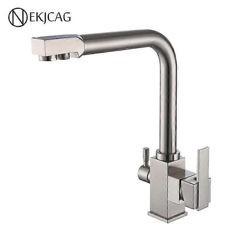 Golden Filtered Water Faucet With Dual Outlet Kitchen Purified Water Hot And Cold Faucet Vegetable Basin Sink Gold Tap
