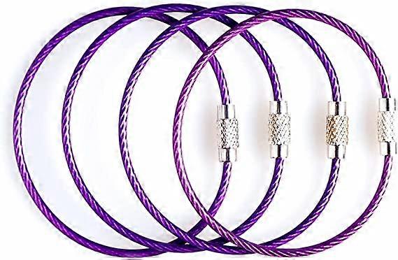 4Pcs Key Ring Wire Stainless Steel Keychain Car Cable Keychains Keyring Loop Luggage Tag Hinge Locking Ring