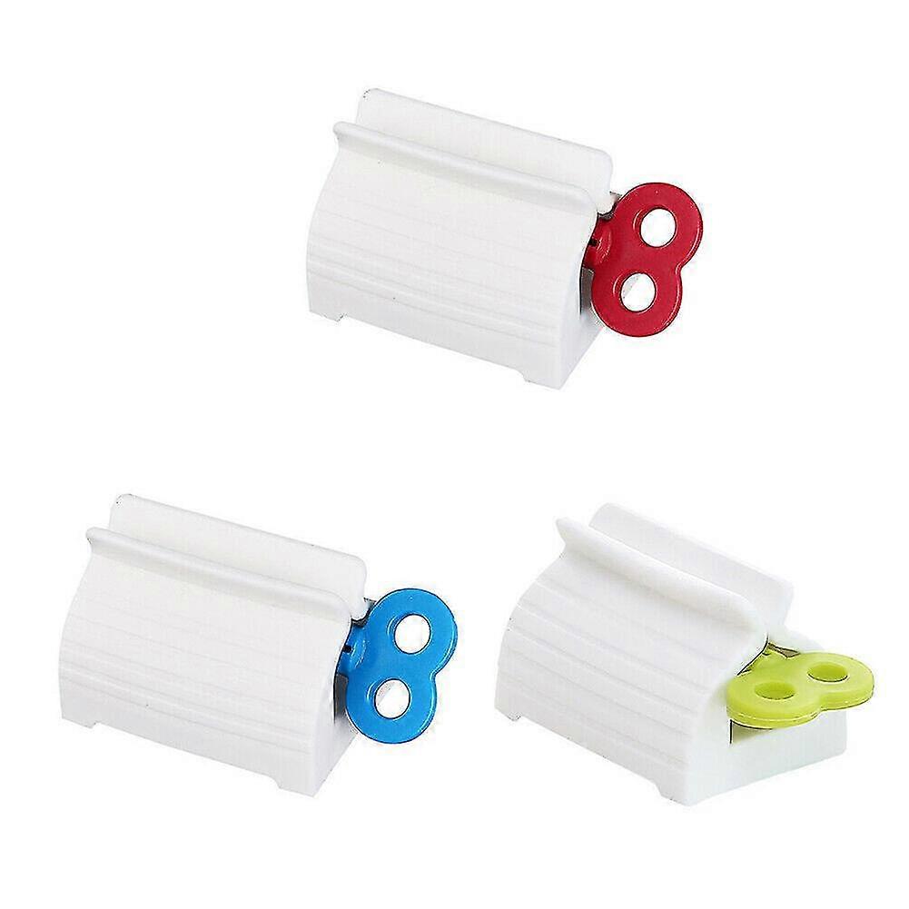 Rolling Tube Toothpaste Squeezer Novel Rotate Handle Dispenser Super Convenient Saver Multipurpose Sucker Easy Plastic Stand Holder For Bathroom(3pcs