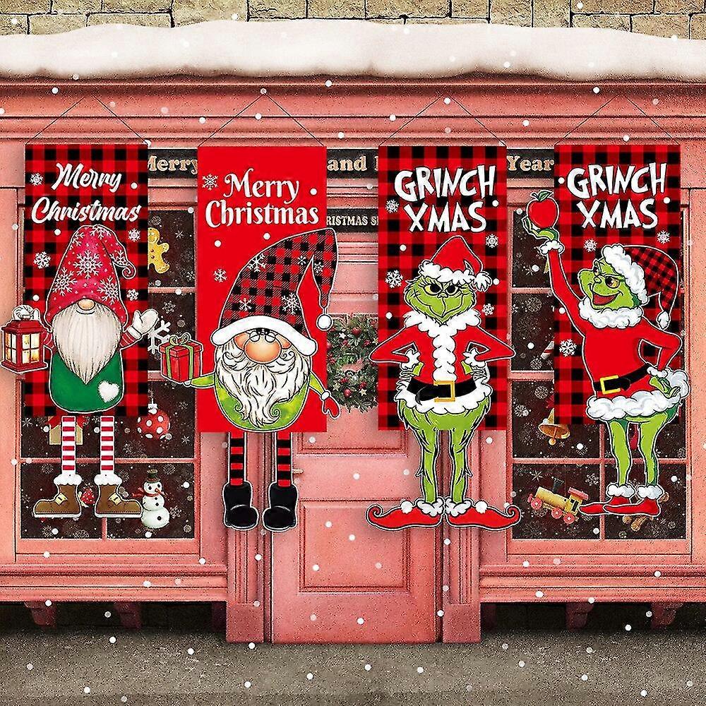 クリスマスペンダントグリーンモンスターハンギングバナーショッピングモールフレンチウィンドウハンギングフラッグクリスマス泥棒インテリアホーム用