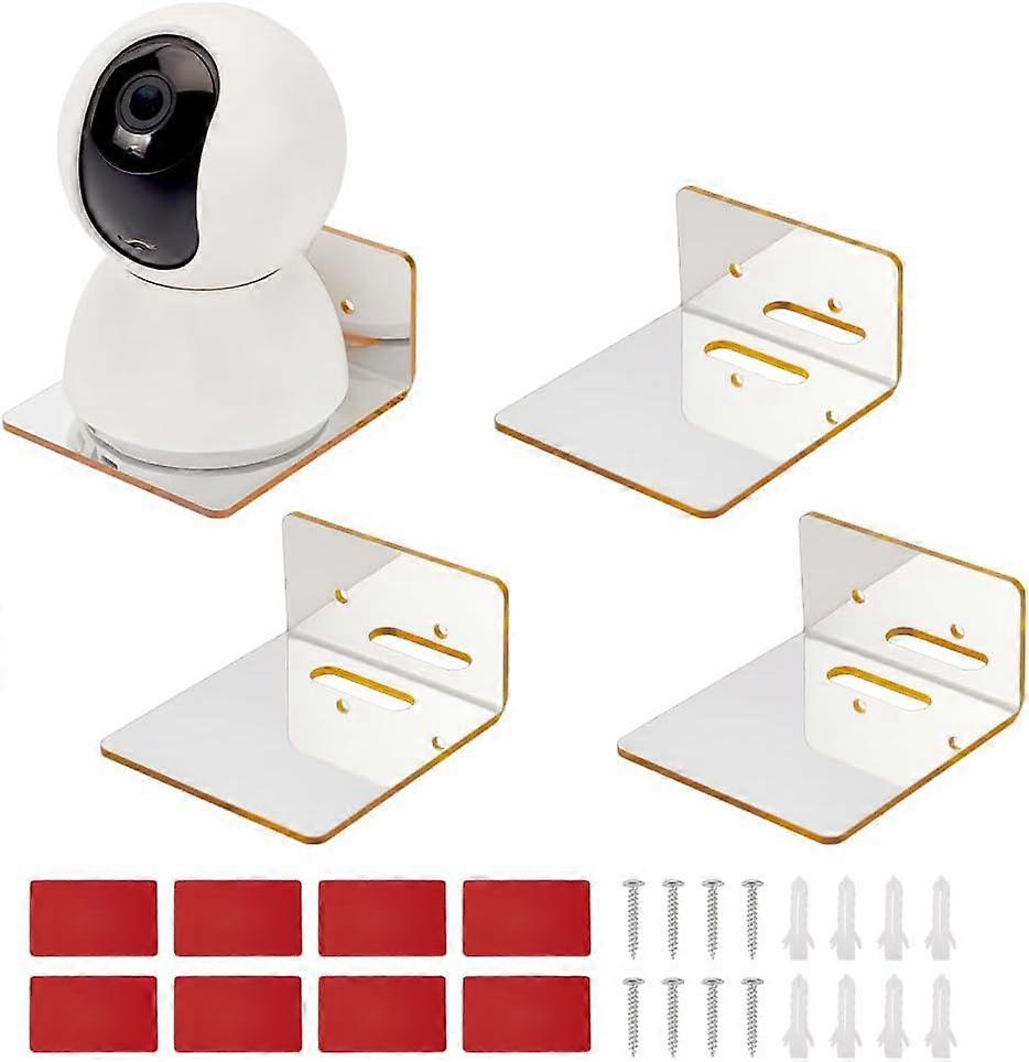 4 Sets Acrylic Floating Shelves Wall Mounted Display Golden Wall Shelves Small Shelf Display Hanging Shelves for Livingroom Bedroom Camera Router Coll