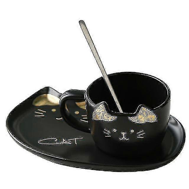 Nette Katze Keramik Kaffeetasse Set Griff Tierbecher mit Tablett