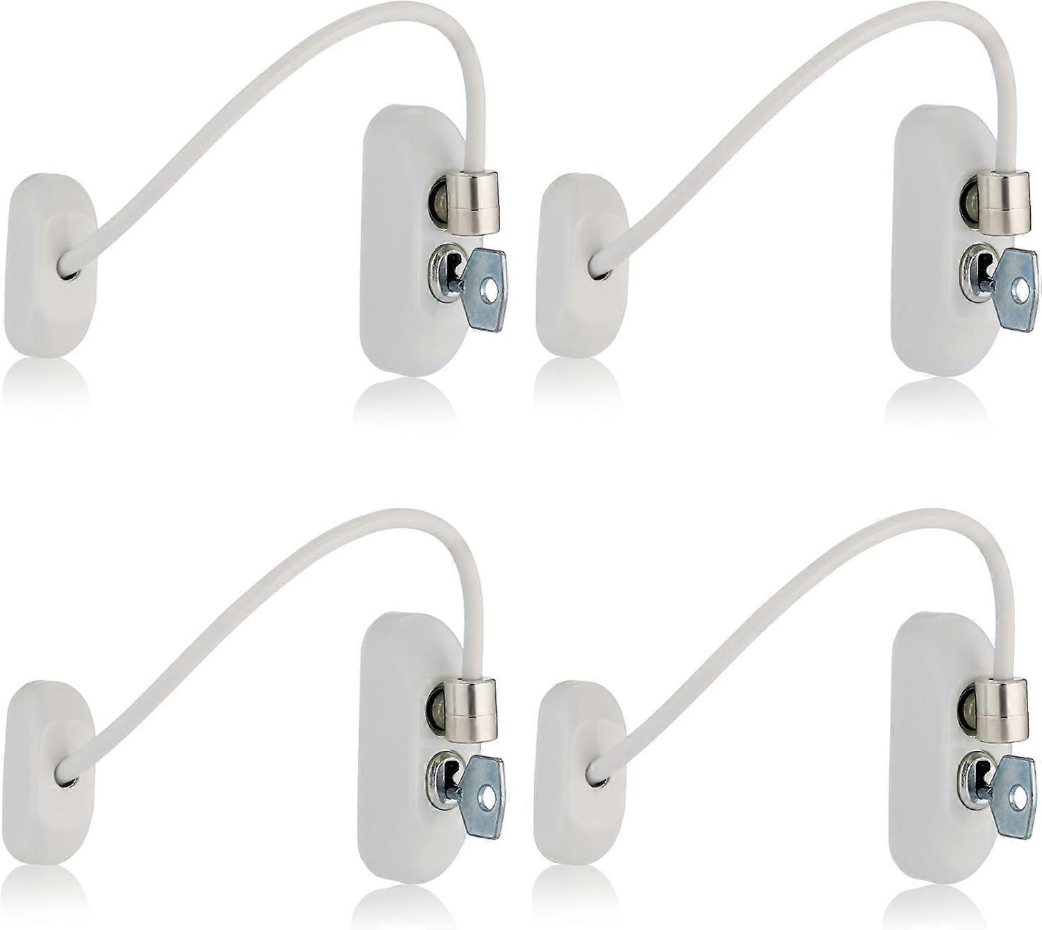 Set of 4 durable window frames with key lock, cable length 18 cm, prevent injuries, burglaries, for child safety