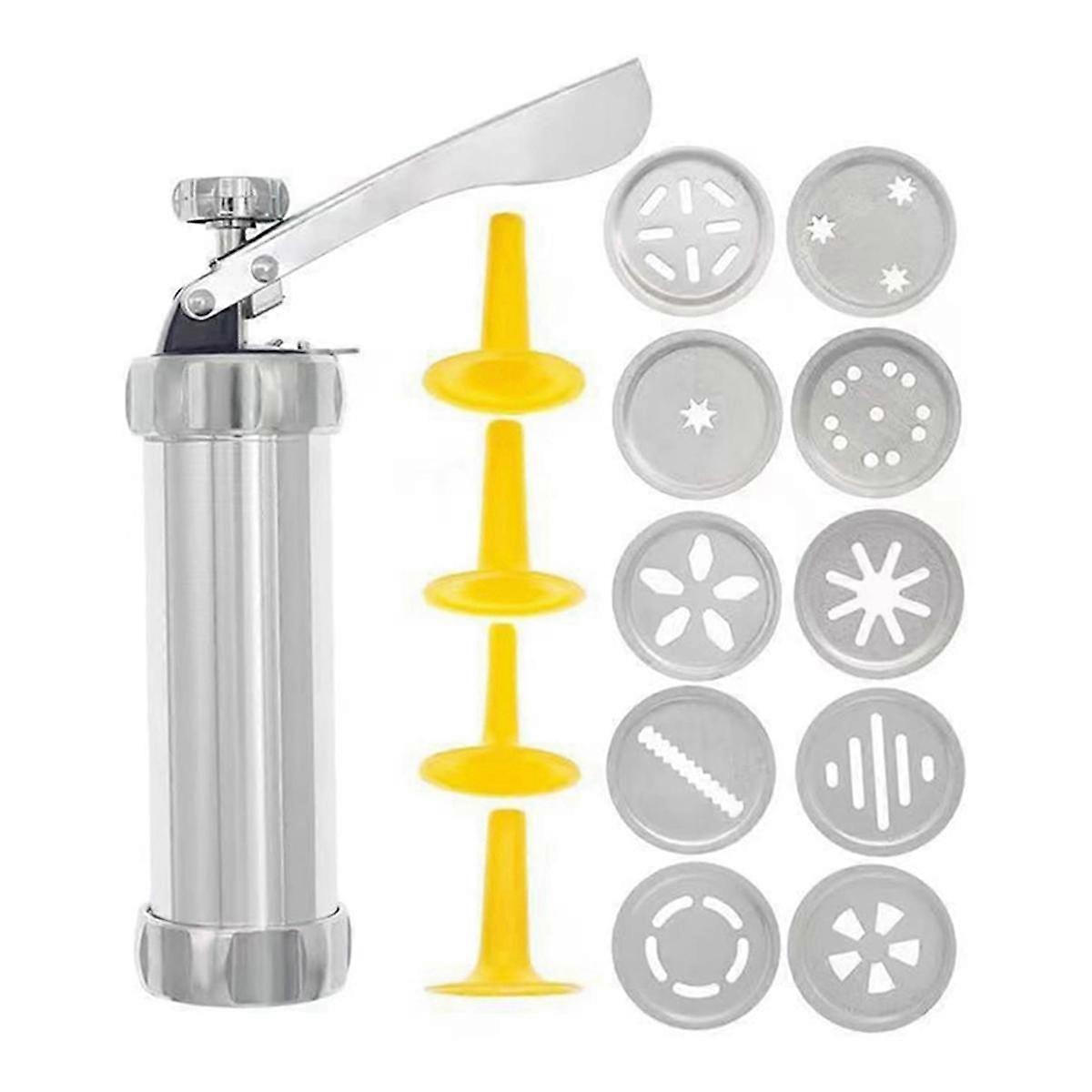 Cookie Biscuit Press Maker with 10 Decorative Stencil Discs Cake Mold Pastry-Syringe Muffin Dessert