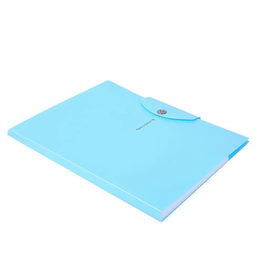 Document Folder PVC Plastic Blue 5-Layers A4 Files Envelope with Magnetic Buckle