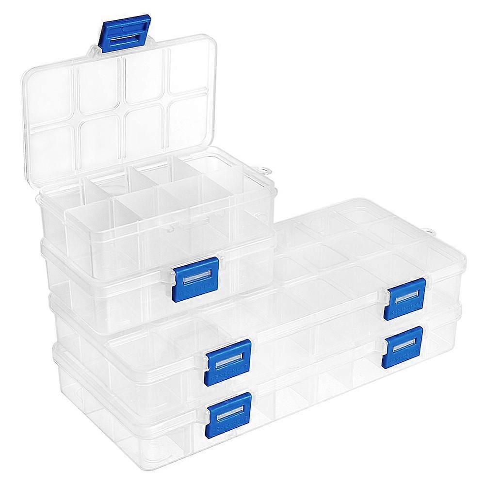 Organizer Storage Plastic Boxes Bead Containers Rectangle White 4pcs/set