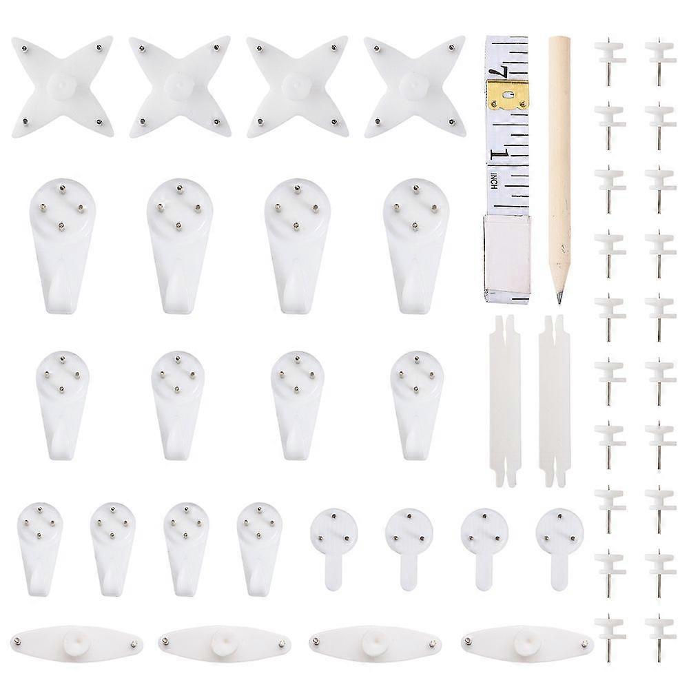 Plastic with Iron Non-trace Hook Hanger Picture Hanging Hooks with PVC Soft Tape Measures & ABS Plastic Auxiliary Clip & Wooden Colored Pencils Mixed 