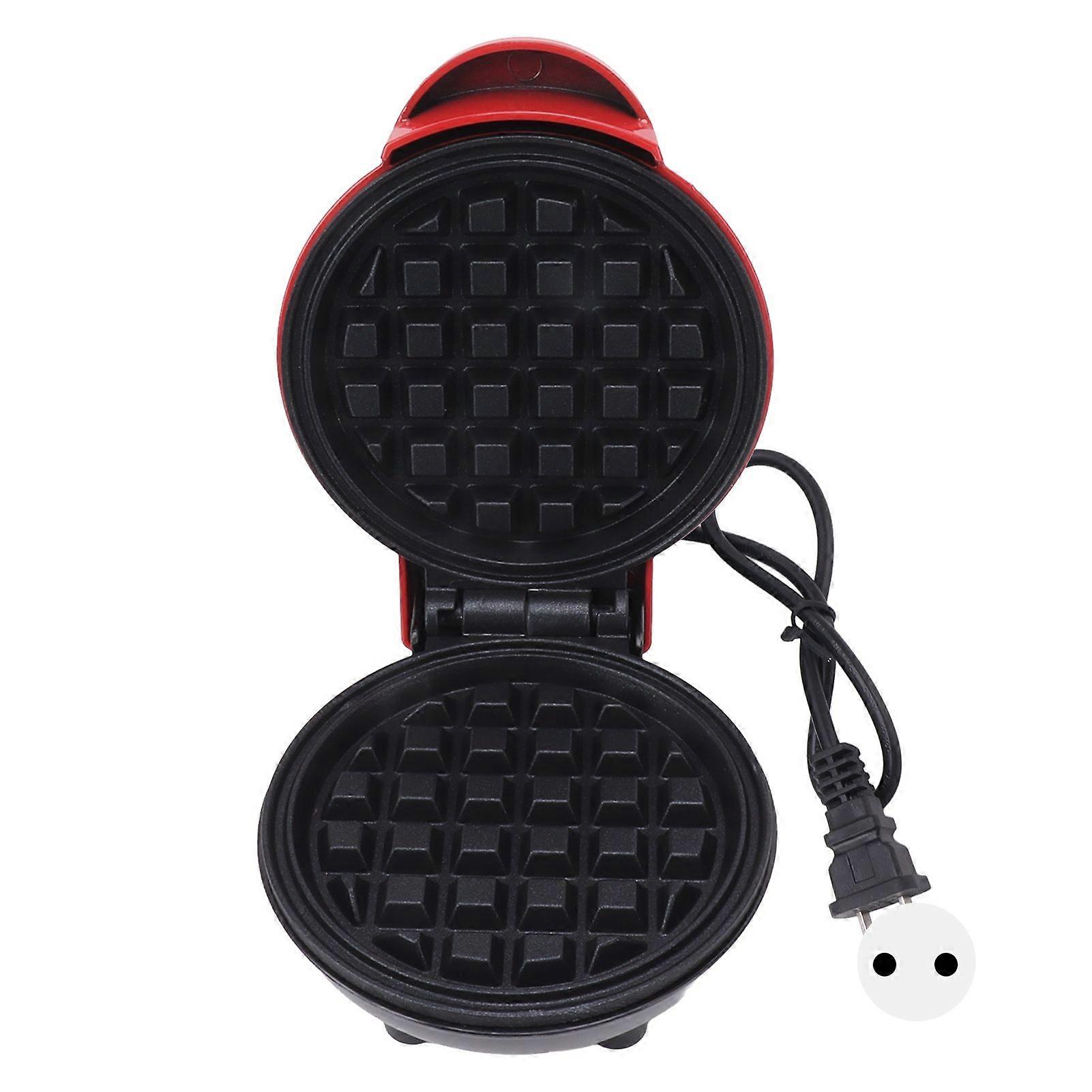 Mini Waffle Maker Stick Proof Double Sided Round Multifunctional Breakfast Machine for Toast Sandwich EU Plug 220V Red
