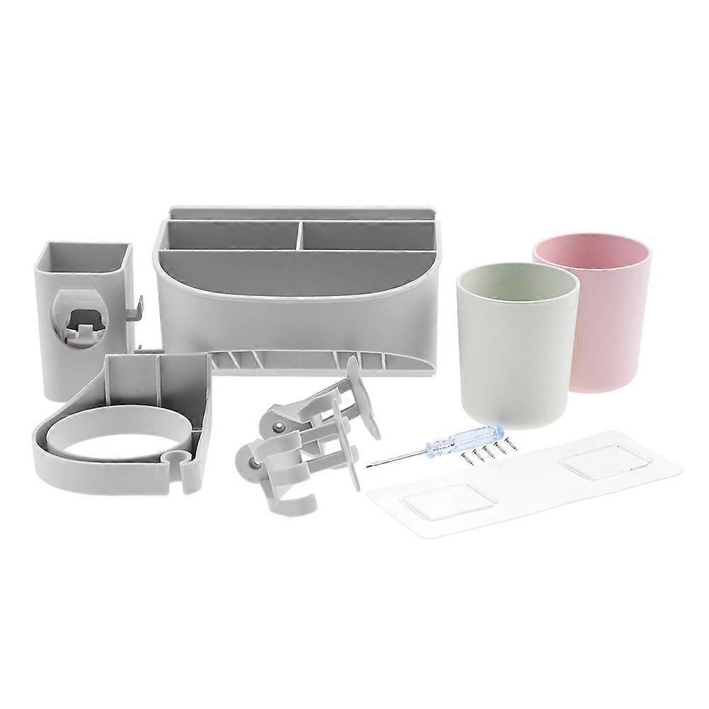 Compact Toothbrush Rack Multi-functional Bathroom Organizer Cosmetic Shaver Storage Holder(#3)