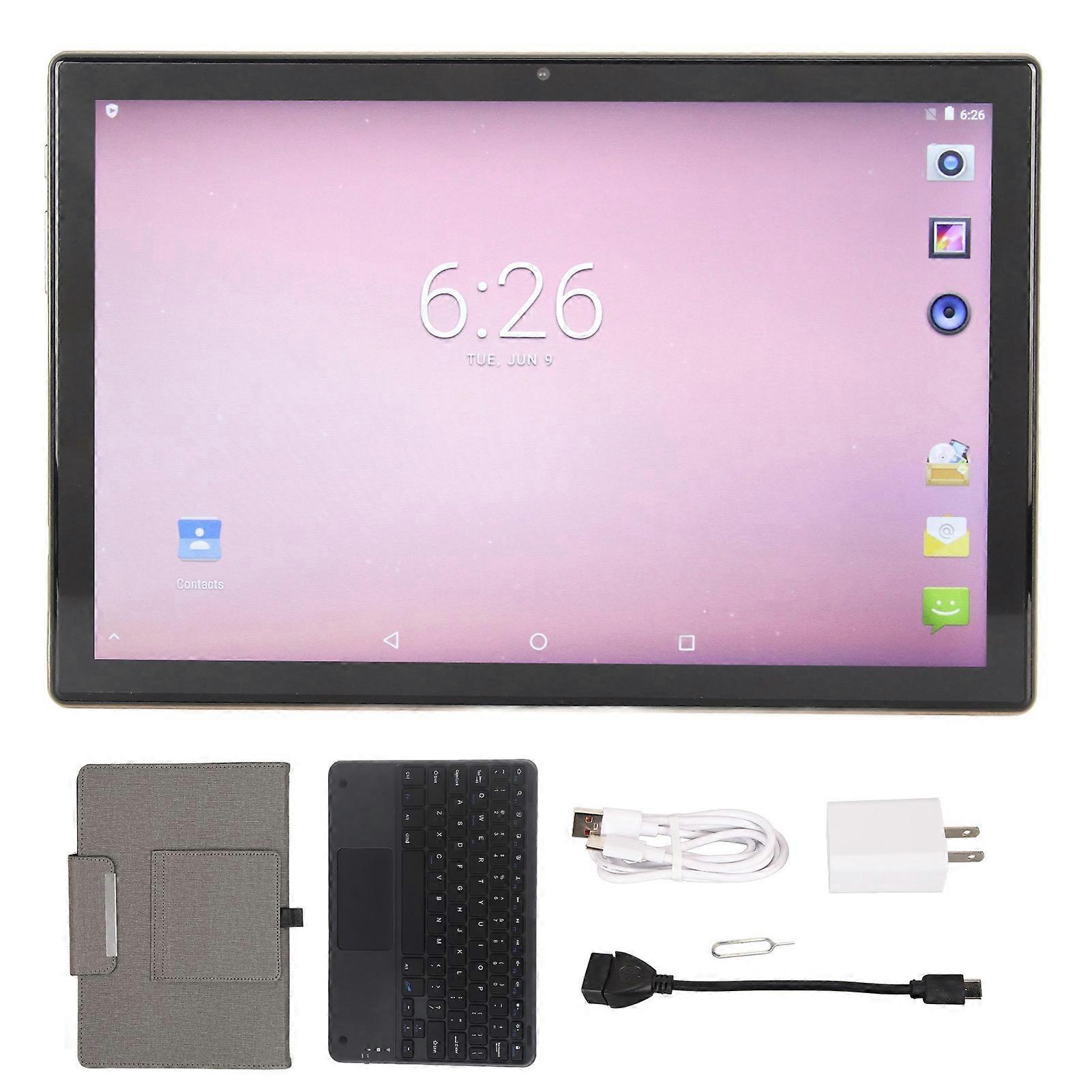 10.1インチタブレットゴールドFHD 8GB RAM 256GB ROMオクタコアCPUデュアルカメラ5G WiFi 4G LTEタブレット(BTキーボード付き)100-240V