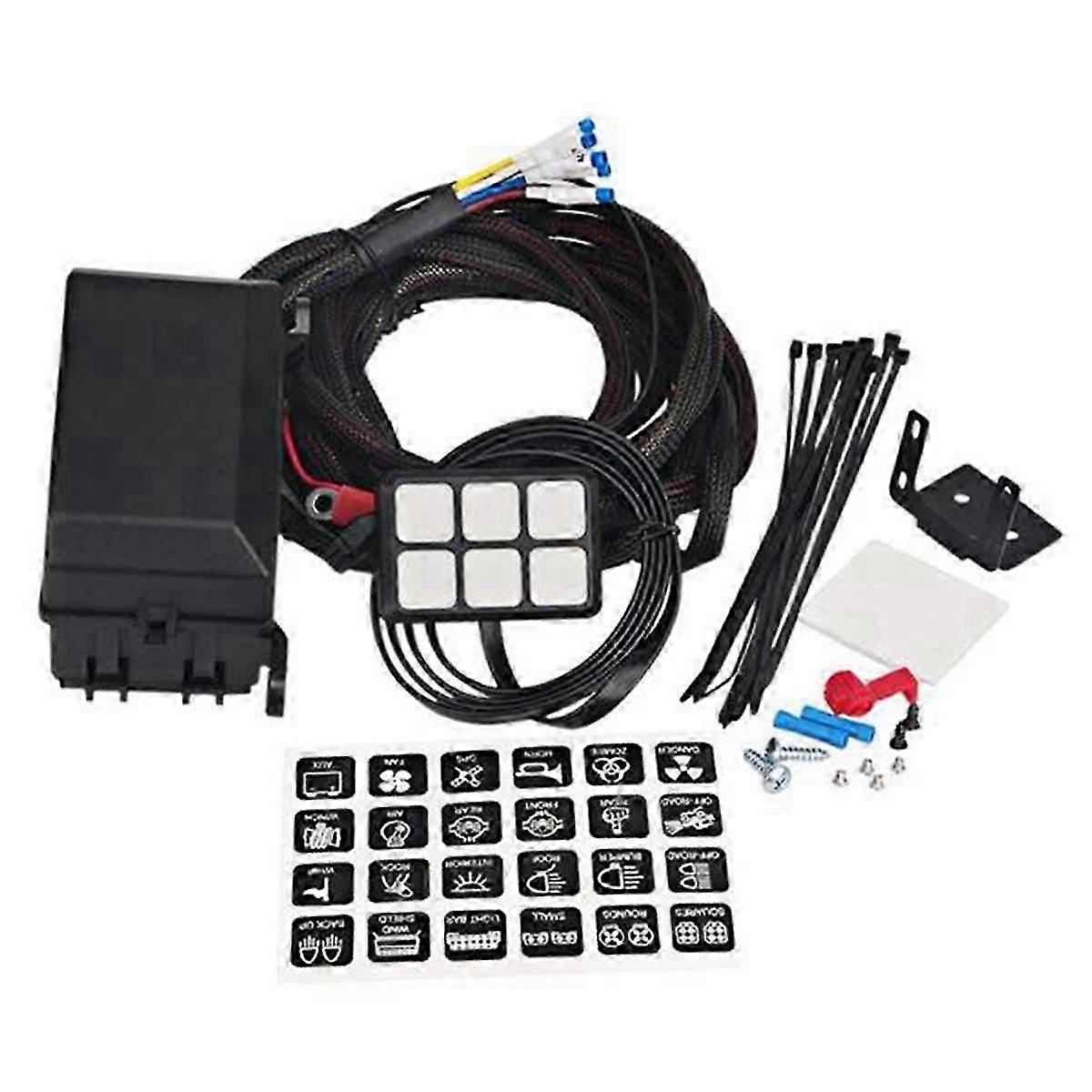 6 Gang Switch Panel Elektroniskt reläsystem Krets Kontrollbox Säkring Reläbox ledningsnät för en