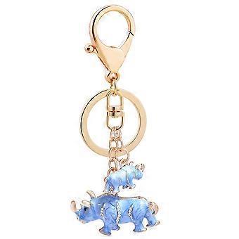 Pink Rhinoceros Alloy Keychain 11cm Durable Pendant Ornament