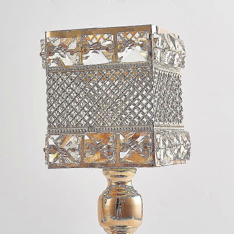 1pc Candlestick Square Shape Candlestick Holder Crystal Candelabra Home Coffee Table Decor Decorations,size L