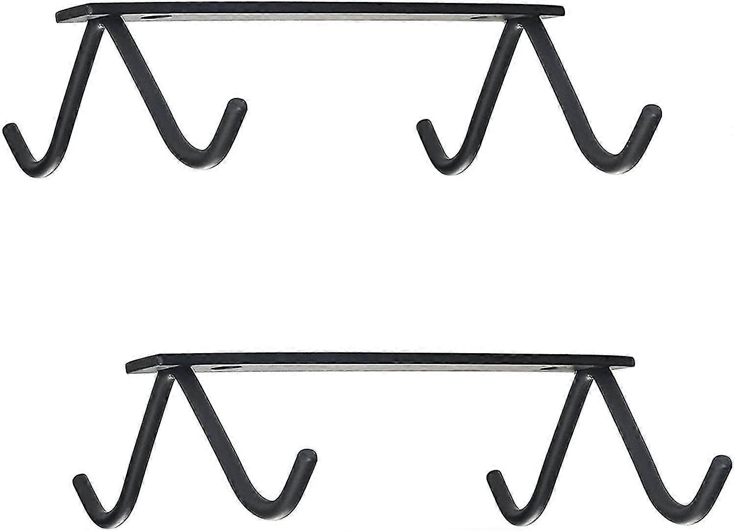 Premium Mug Holder Under Cabinet, Cup Rack Under Shelf, Hanging Hooks Rack For Mugs, Coffee Cups, Kitchen Utensils Display, Set Of 2 (black) (2 Pack-4