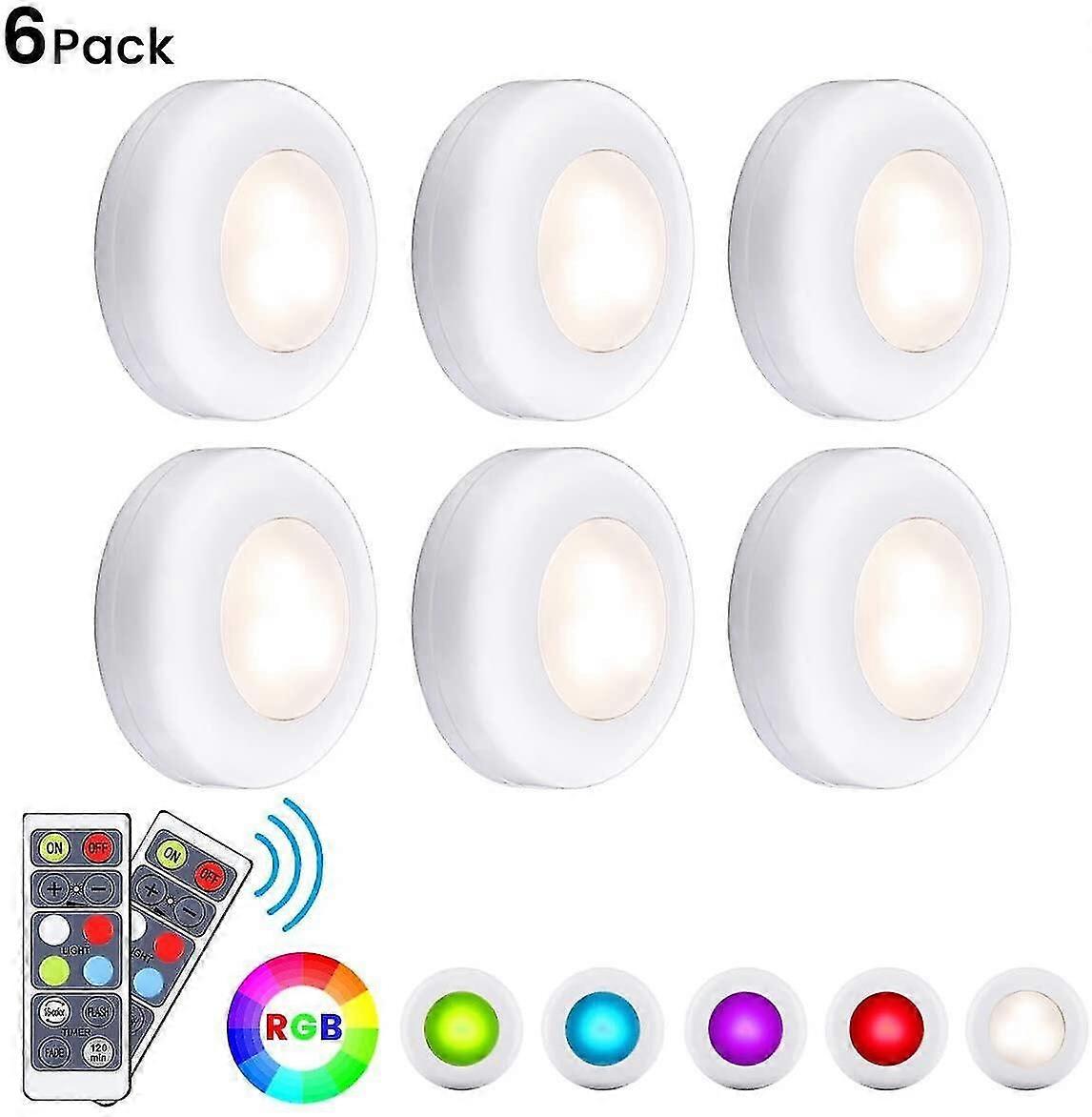 A Set Of 6 Led Cabinet Lights, Display Case Lighting, Night Light, Closet Lighting, Remote Control Touch Light, Colorful