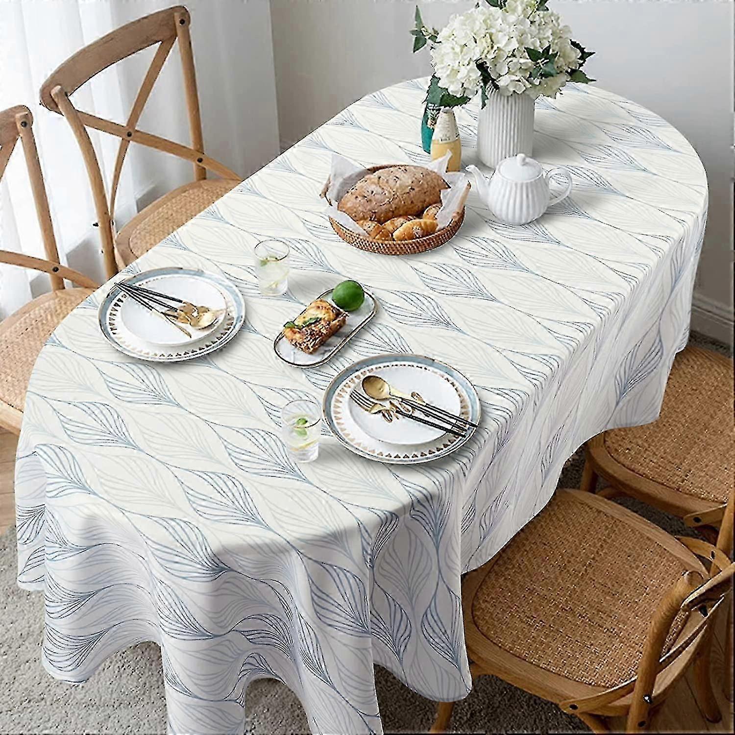 Tovaglia ovale per tavolo ovale Tovaglie impermeabili per sala da pranzo Indoor Outdoor Home Copertura da tavolo decorativa-buona 60x120 IN foglia 01