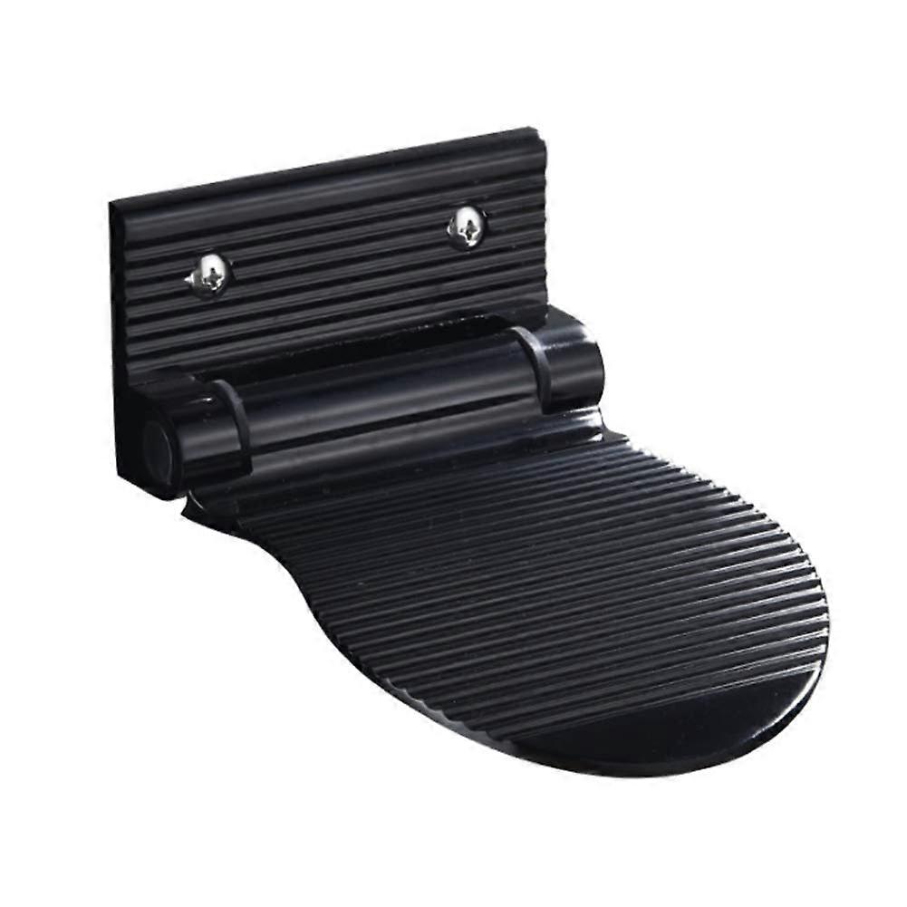 Aluminum Non-Slip Shower Foot Rest, Heavy-Duty Foldable Bath Pedal, Black Coated With Secure Grip Screws
