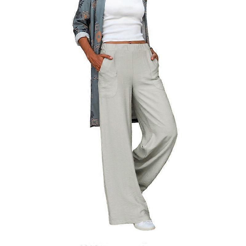 Spring and Autumn Women's Draped Casual Pant Solid Colour Elastic Waist Loose Wide Leg Trousers