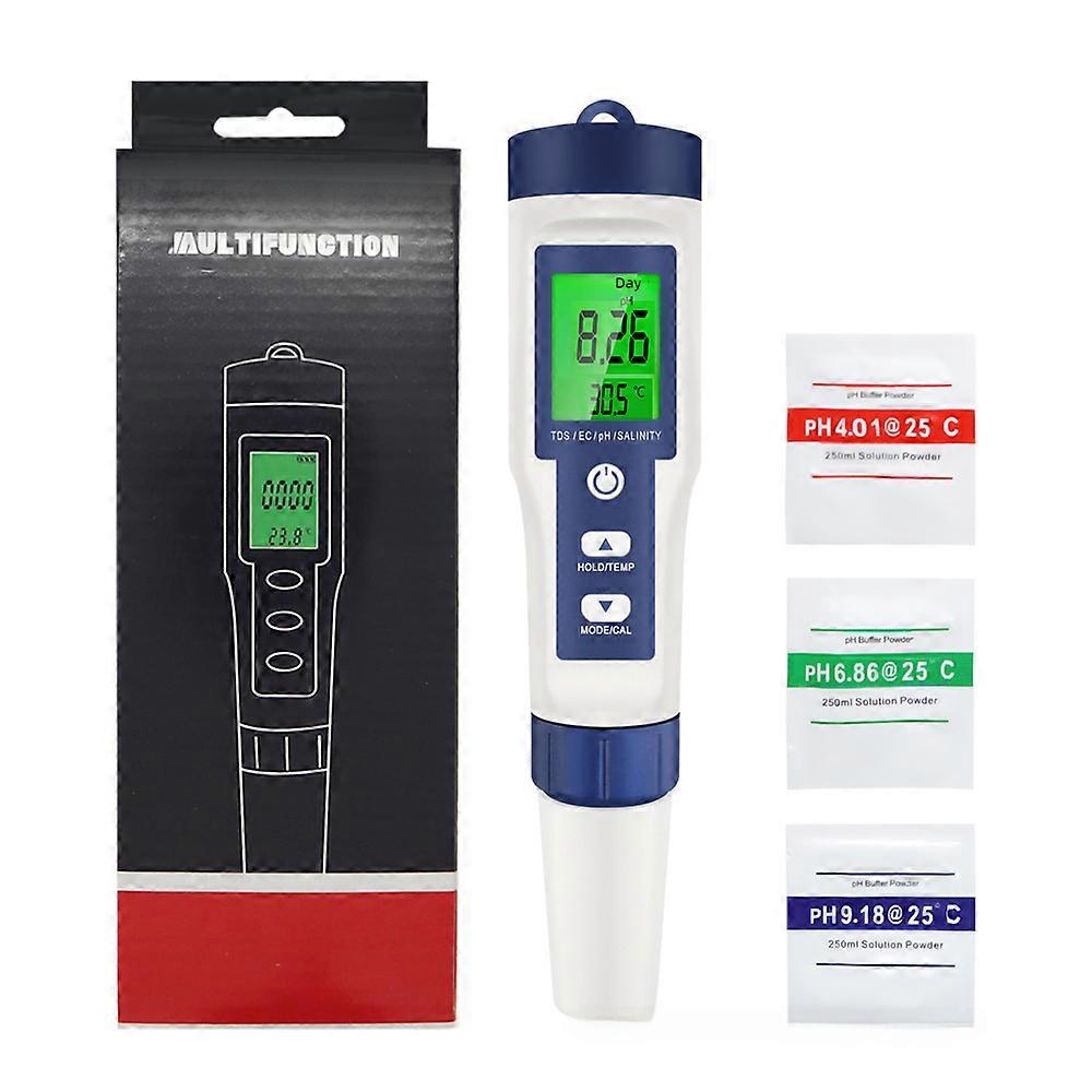 Backlit EZ-9909 water quality tester PH/EC/TDS/salinity/temperature five-in-one Multi-function test pen