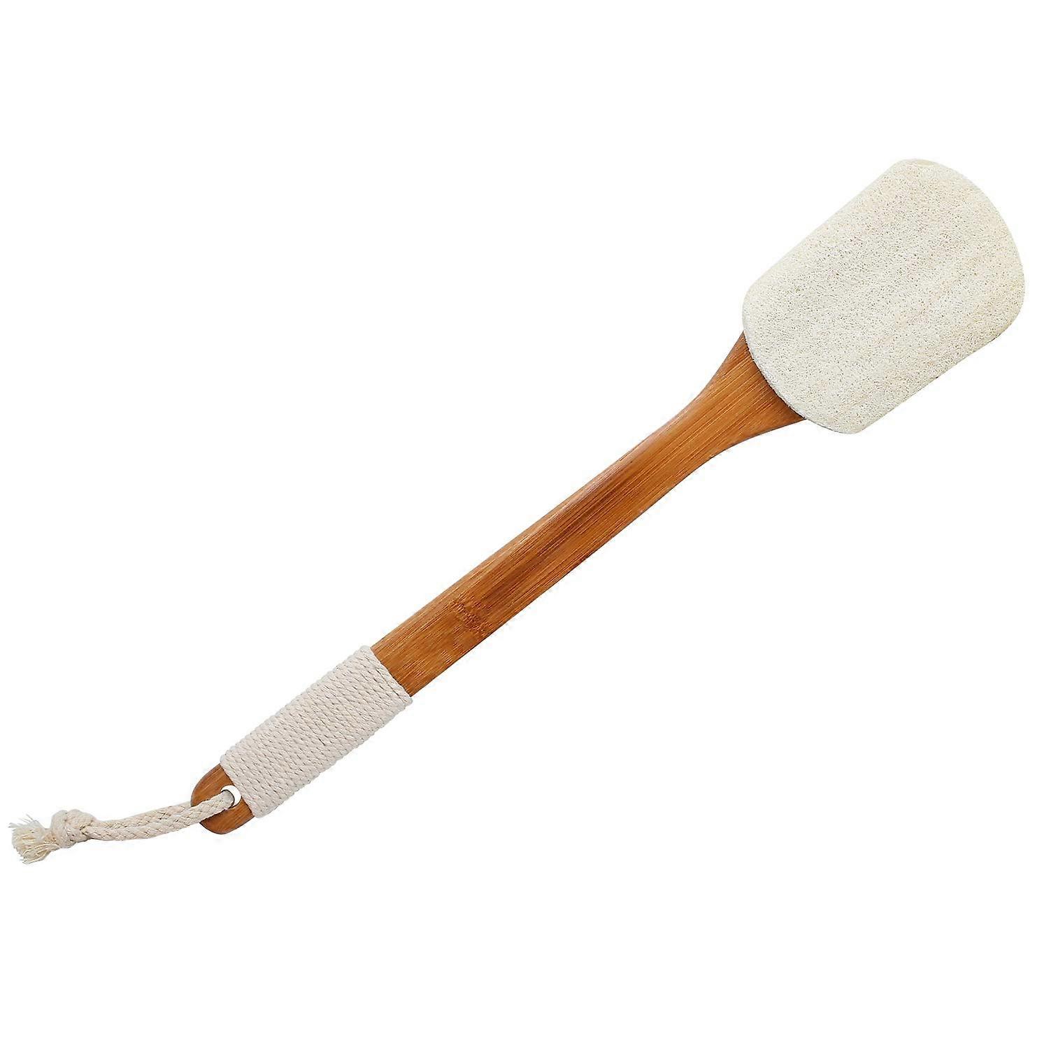 Natural Exfoliating Shower Back Brush for Deep Cleansing and Scrubbing, Wooden Handle, Soft Bristles, Ideal for All Skin Types