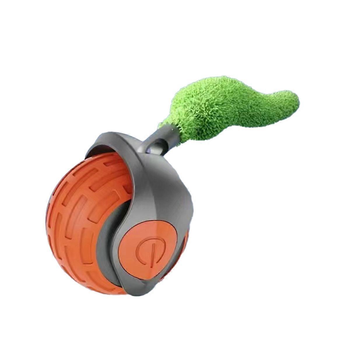 New-Generation Interactive Cat Toy Indoor Smart Interactive Cat Toy Ball Automatic Moving Cat Toy Ball with Tail Orange