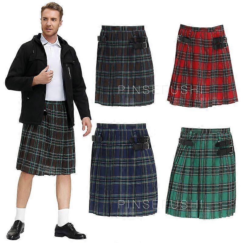 スコットランド民族フェスティバルドレスメンズチェック柄プリーツスカートナイトクラブバーワーク面白いプラスサイズ疑似衣装