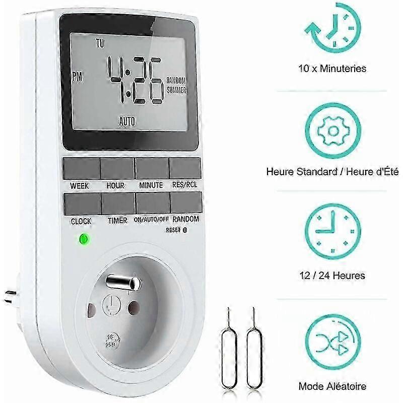 Digital Programmable Socket, Weekly Digital Timer with LCD Display(1 Pack)