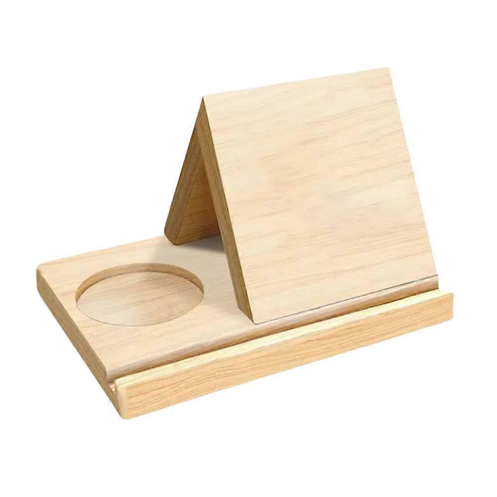 Triangular Bookmark Holder Wooden Reading Stand with Cup Holder