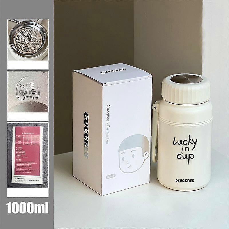 33.8 oz/1000Ml Bottle,Vacuum Insulated,Stainless Steel with Chug Cap-White