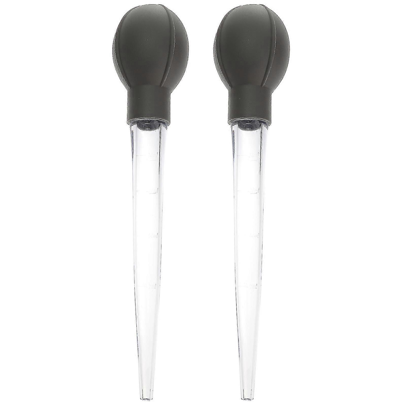 2 Pack Large Plastic Pipettes with Scale, Culinary Baking Lab Use Dropper Dark Grey