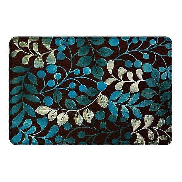 Rectangular Polyester Fiber Bathroom Floor Mat 40x60 cm with Leaf Pattern, Non-Slip, Quick Dry, Easy Care