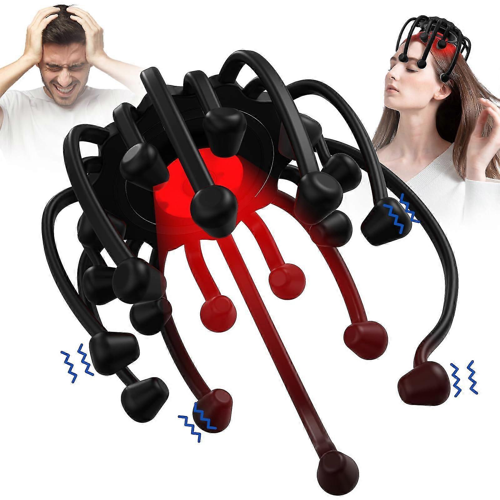 Electric Scalp Massager Head Massager with Red Light,Cordless Bluetooth Head Massage with 5 Modes&20 Vibration Contacts for Stress Relief,Relaxation,D
