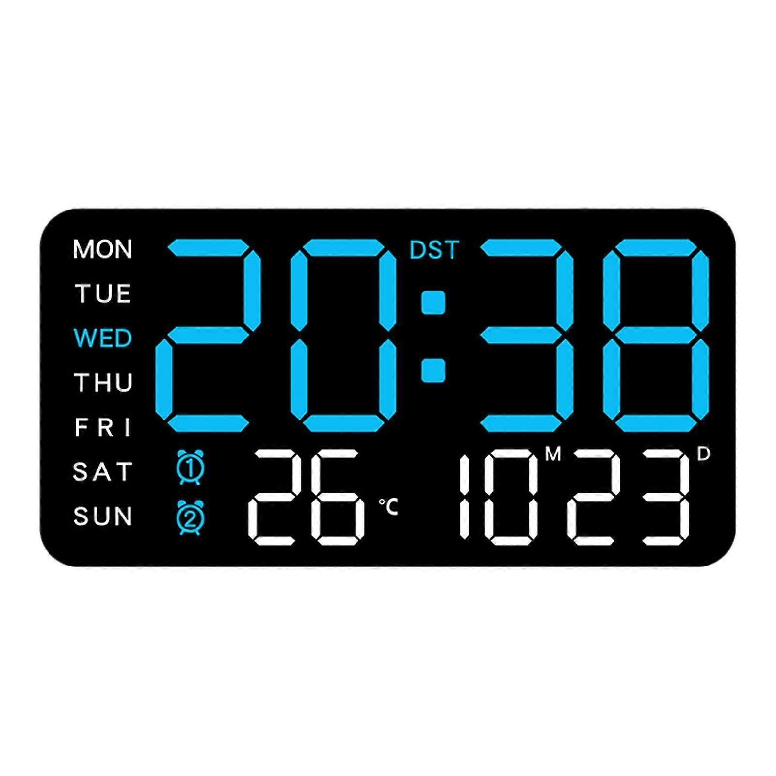 Digital Alarm Clock Electric Bedside Desk Clock Dimmable Temperature Wall Clock