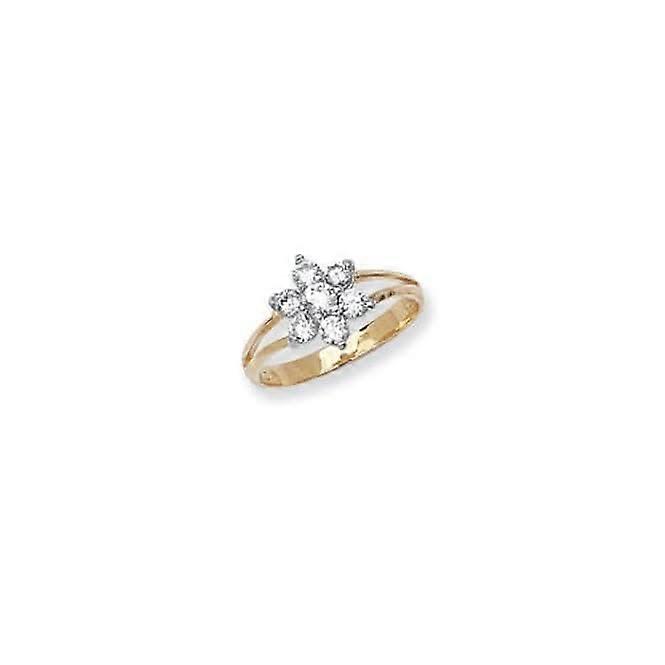 9ct Yellow Gold Babies Cluster Zirconia Ring RN746