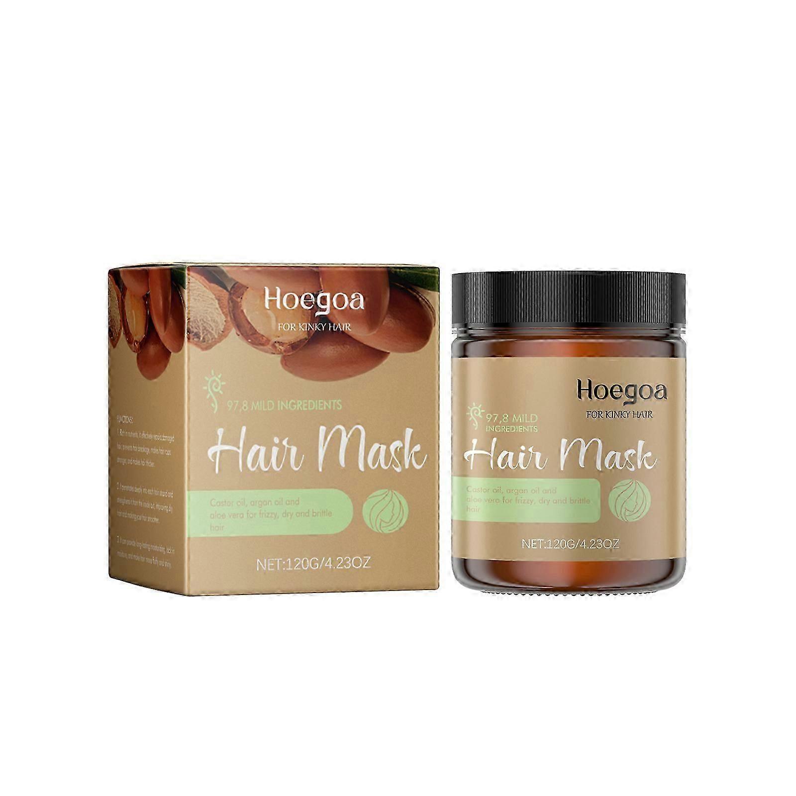 Intensive Hair Mask with Argan Oil, Castor Oil & Aloe Vera - Vegan, Deep Hydrating & Anti-Frizz for Curly, Wavy & Afro Hair