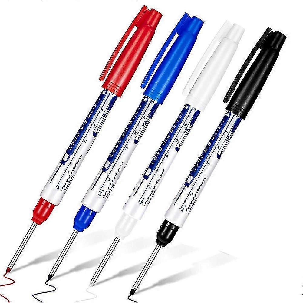 4 Pcs Deep Reach Markers Long Nose Marker Waterproof Deep Hole Marker 30 mm Reach Permanent Markers, 4 Colors JP