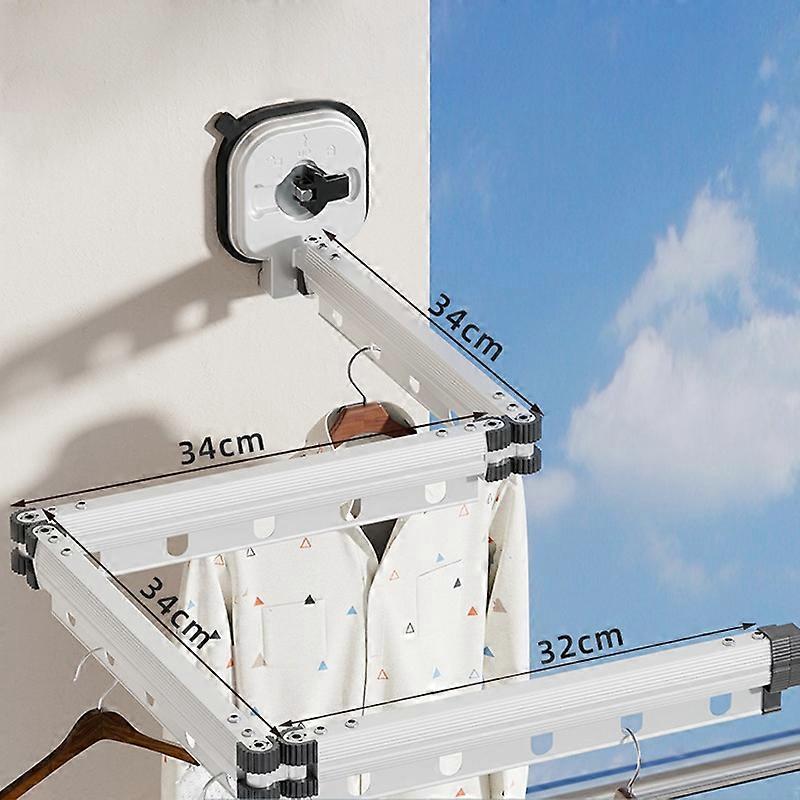 4 Section Retractable Folding Clothes Drying Rack Aluminum Alloy Balcony Window Space Saving Suction