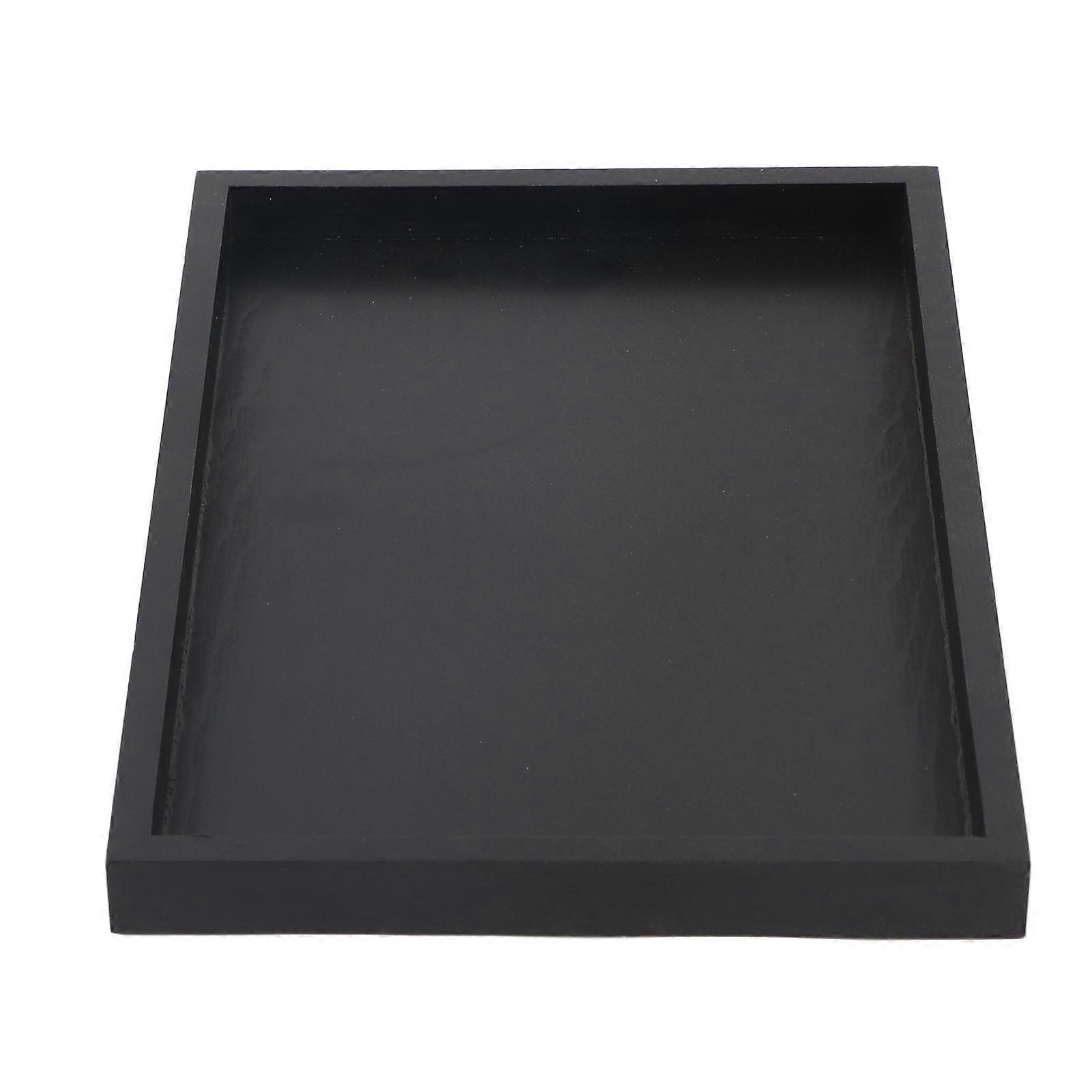 Rectangular Wooden Tea Tray, Rectangle Shape Solid Wood Tray Black Wood Tea Tray for Kitchen Counter Coffee Accessory(30 * 20 * 2cm)