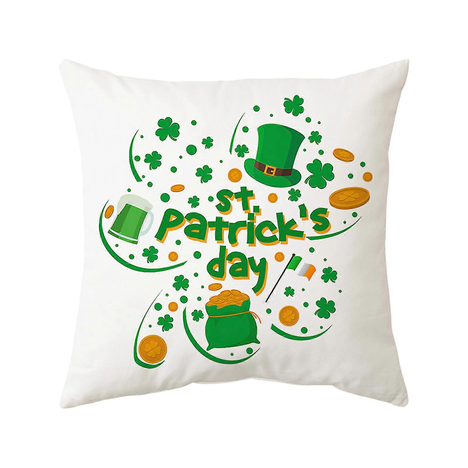 Patrick's Day Pillow Cover 17x17 Inch Irish Lucky Shamrocks Clover Throw Pillowcase Square Cushion for Case for Home Off