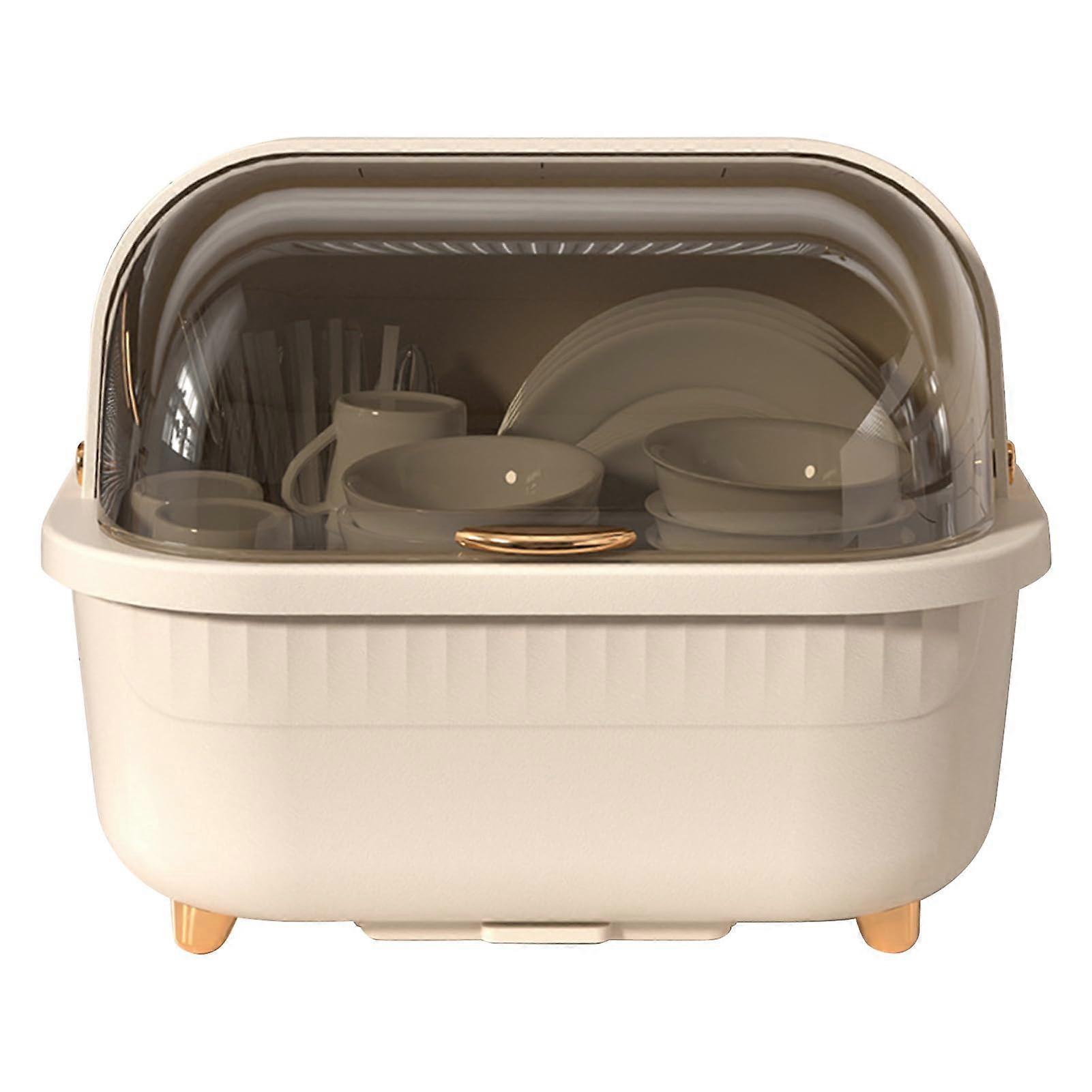Dish Drying Box Apricot M - Multifunction Kitchen Drying Shelf Area-Saving Dishwasher Drying Shelf Accessories Cover