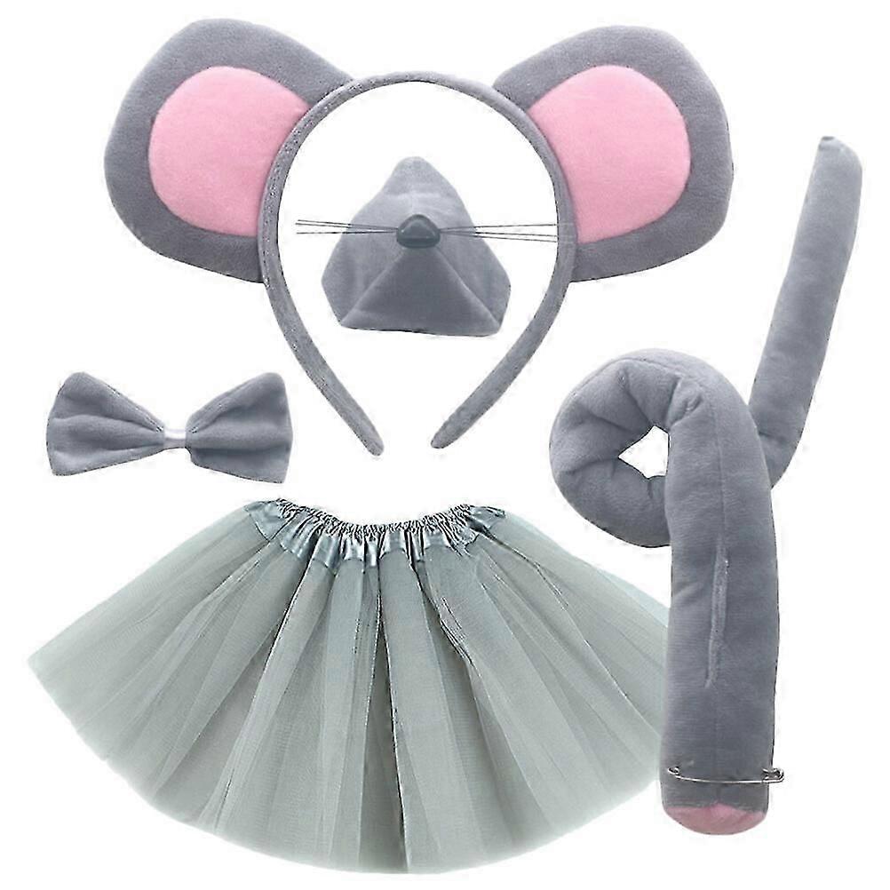 1 ensemble de costume de souris avec oreilles de souris bandeau souris nez de souris queue de souris nœud papillon kit