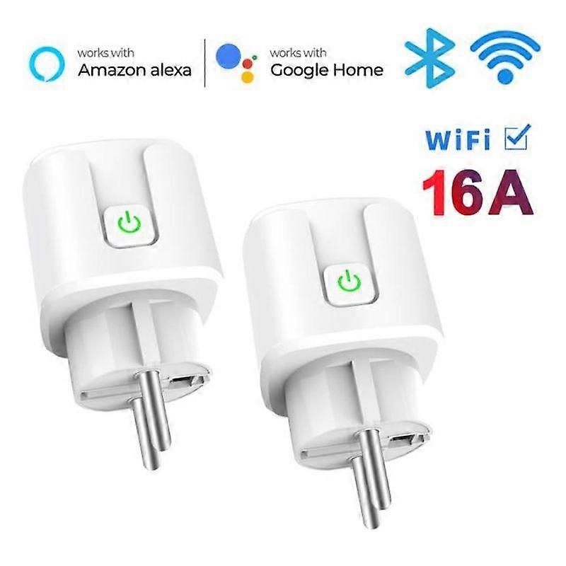 2PCS PRUMYA 16A Smart Wifi Plug Compatible with Android iOS Amazon Alexa Google Home Assistant Programmable