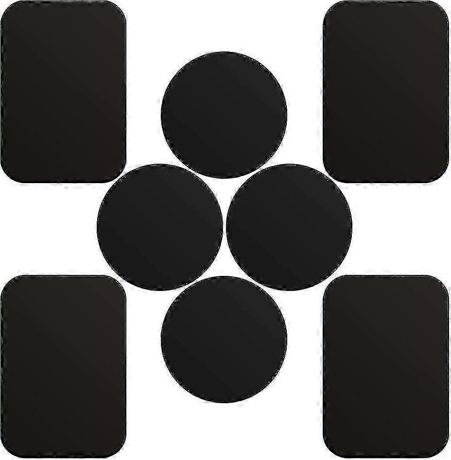 8 Pieces Metal Plates With 3m Adhesive (4 Round 4 Rectangular) Ultra Thin