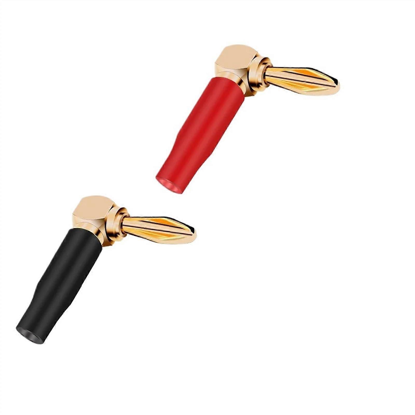 20PCS 4mm L-Shaped Right Angle Banana Soft Plastic Shell 90 Degree Banana Connector Red Black for Audio Video Speaker