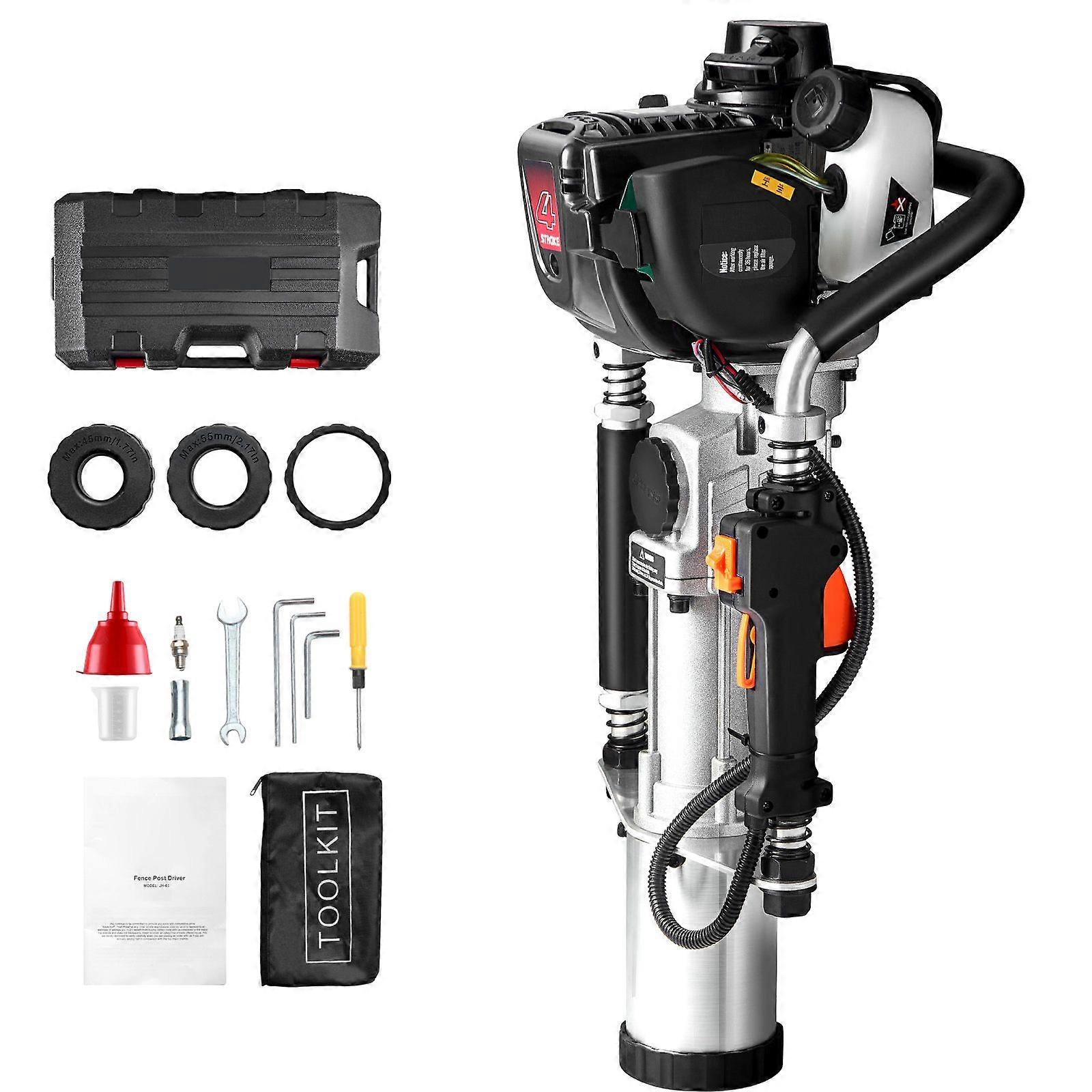 37,77 cc:n kaasukäyttöinen T-pylväsohjain, 4-tahtimoottori bensiiniaidan paalutuspiste, 3 pylvään käyttöpäällä (45/55/88 mm)