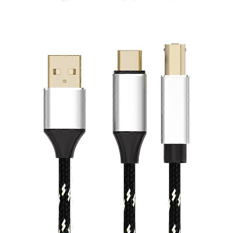 2 in 1 Type-C and USB-A to USB-B MIDI Instruments Printer Cable, Length: 1m