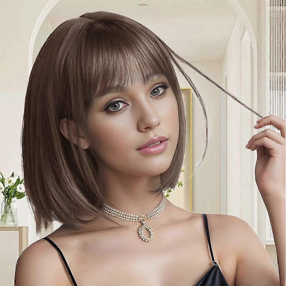 Pelucas, flequillo coreano, pelo corto y liso, estilo de hebilla interior, de moda, chic